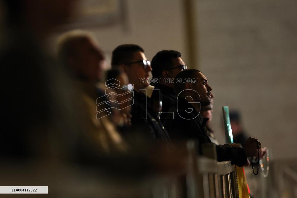 Religion: Cardinal Marcello Semeraro leads the recitation of the Holy Rosary for Pope Francis on March 05, 2025