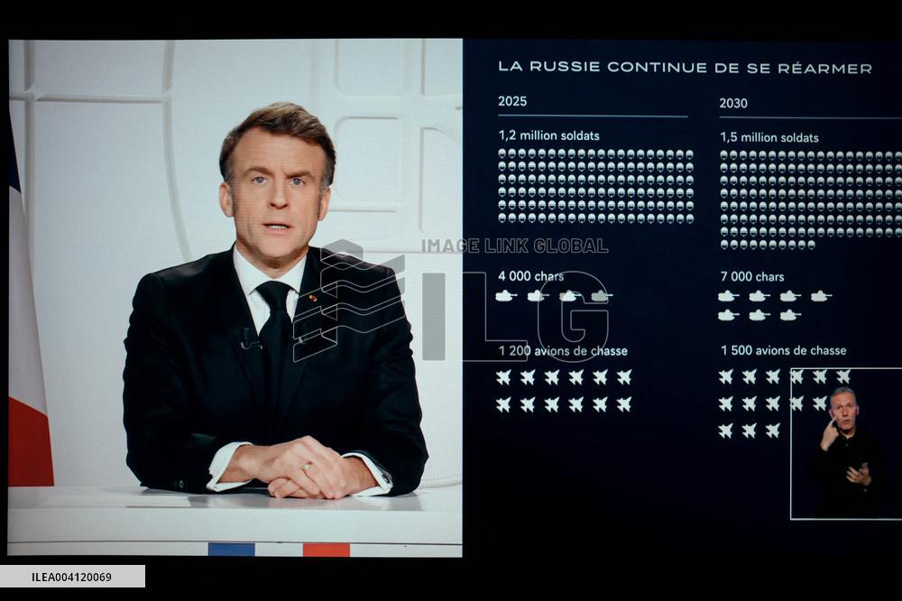 Emmanuel Macron addressing a live interview on French TV - Paris AJ