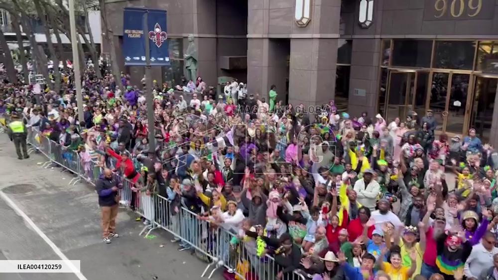 US: People Celebrate Mardi Gras Despite Inclement Weather