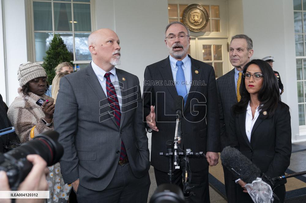 Members of the House Freedom Caucus speak to the media