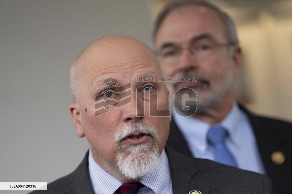 Members of the House Freedom Caucus speak to the media