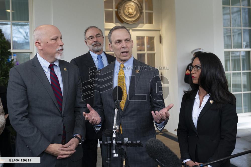 Members of the House Freedom Caucus speak to the media