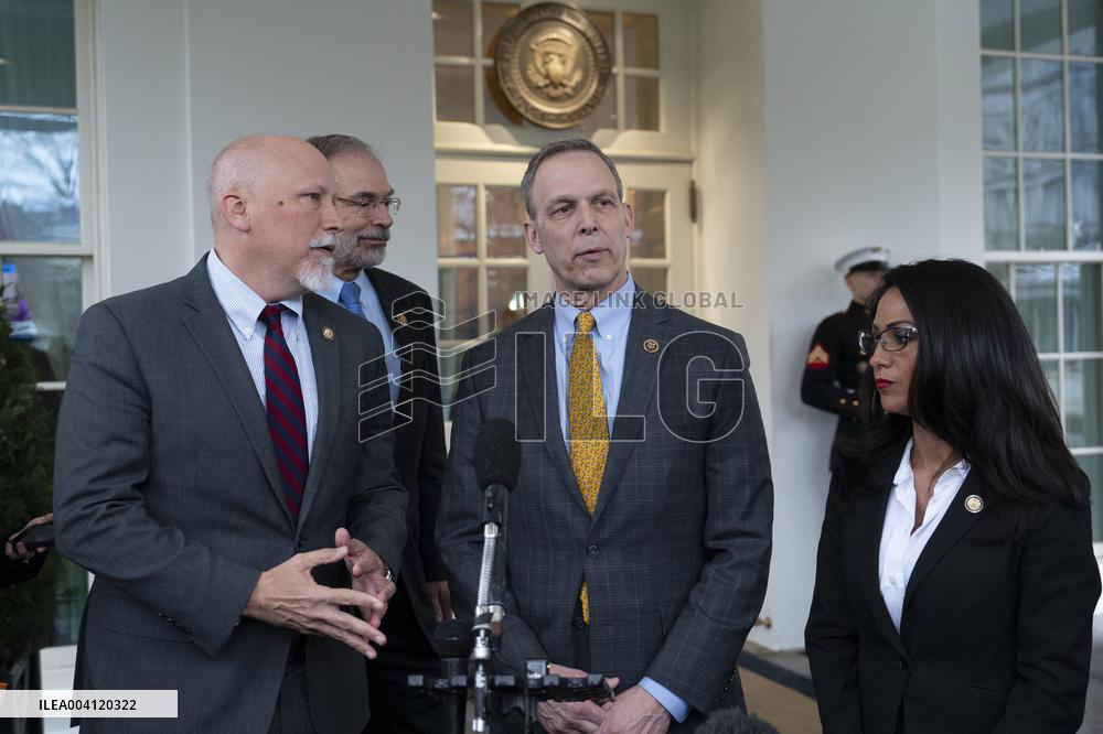 Members of the House Freedom Caucus speak to the media