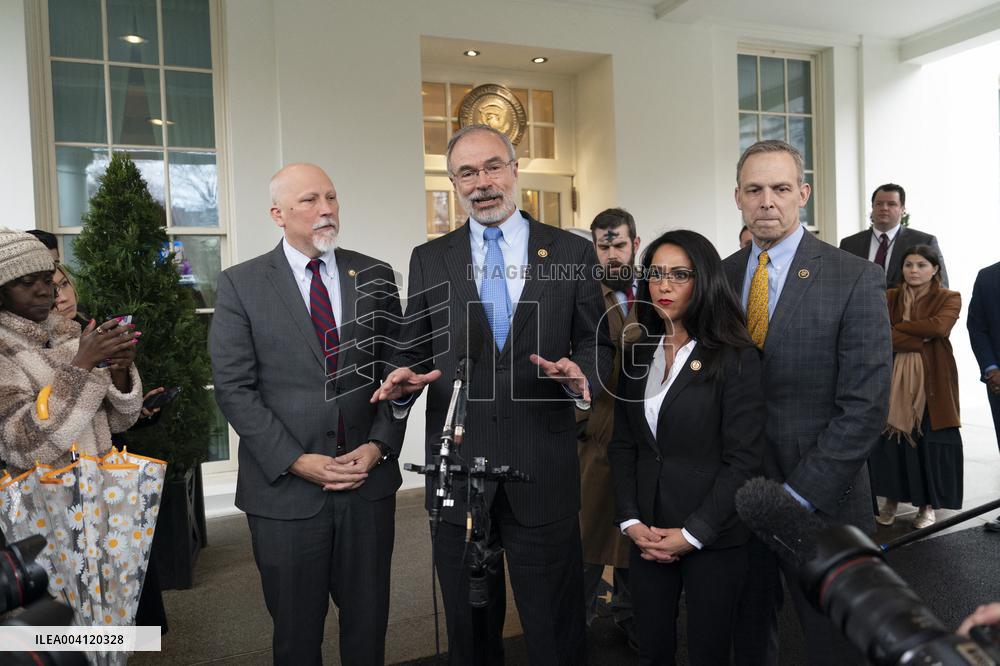 Members of the House Freedom Caucus speak to the media