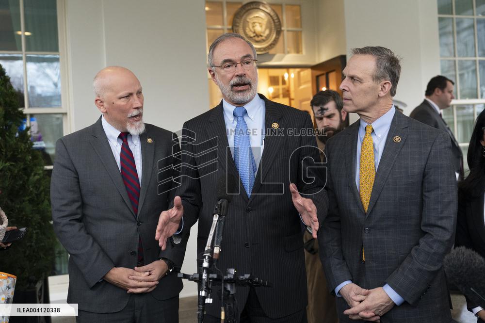 Members of the House Freedom Caucus speak to the media