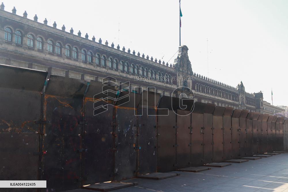Metal Fences Protect the National Palace - Mexico
