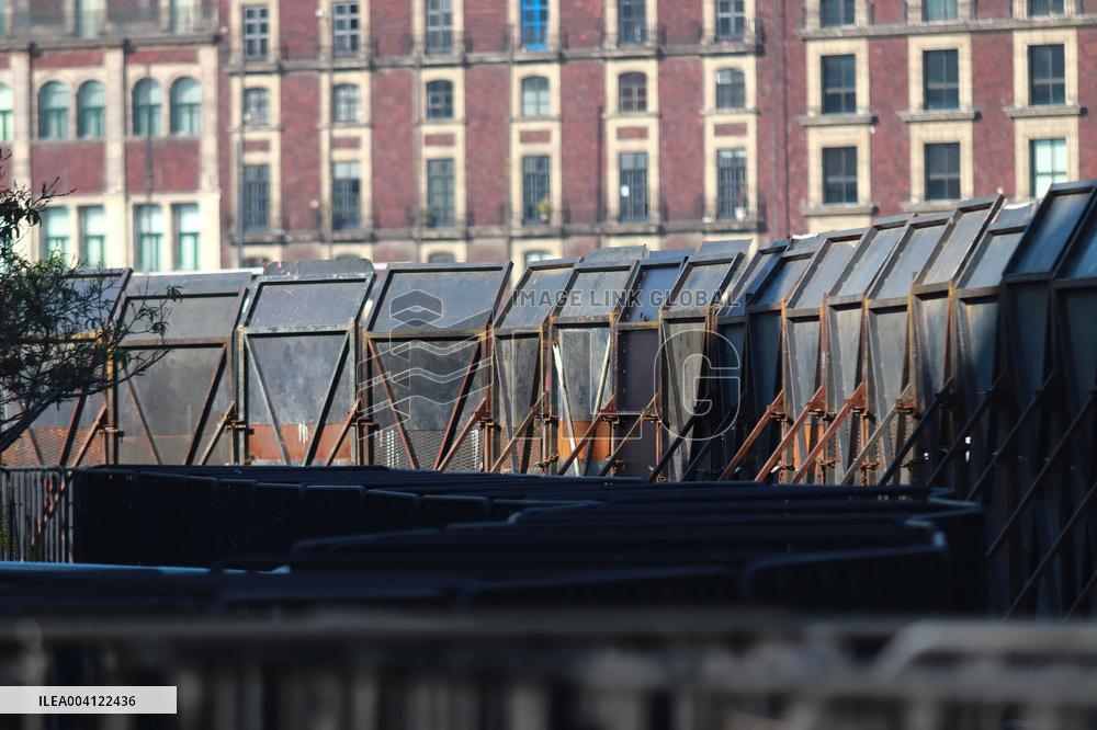 Metal Fences Protect the National Palace - Mexico