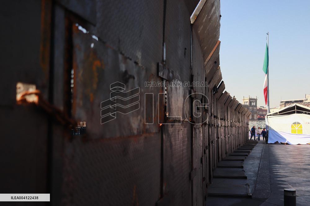 Metal Fences Protect the National Palace - Mexico