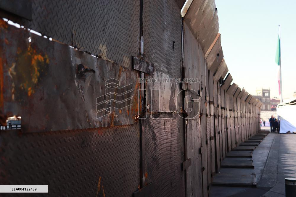 Metal Fences Protect the National Palace - Mexico