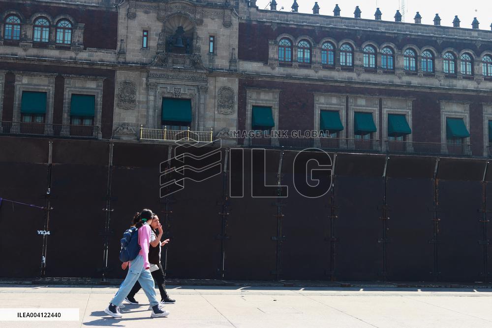 Metal Fences Protect the National Palace - Mexico