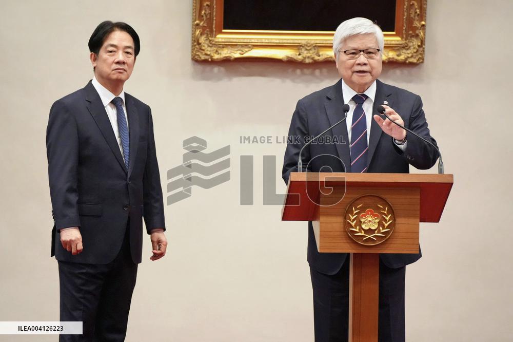 Taiwan's president and TSMC CEO at press conference