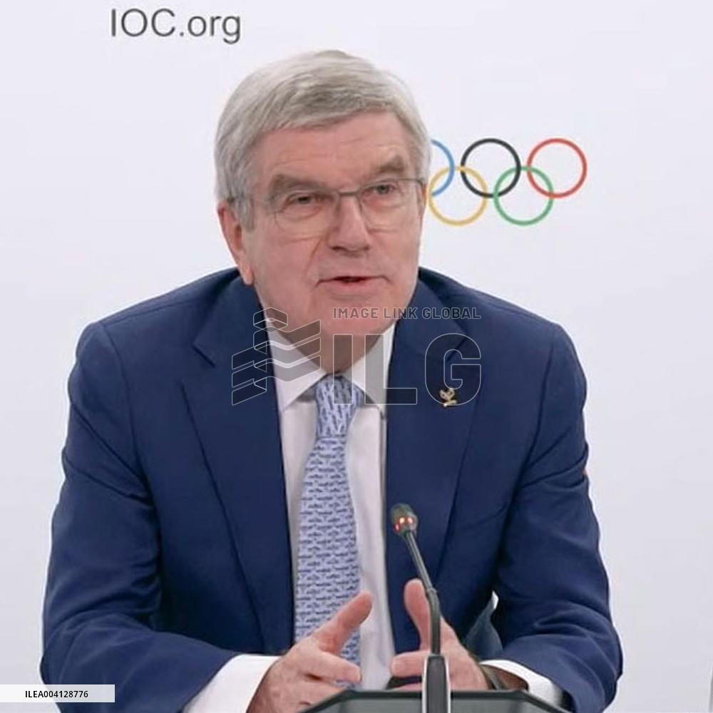 IOC chief Bach meets press