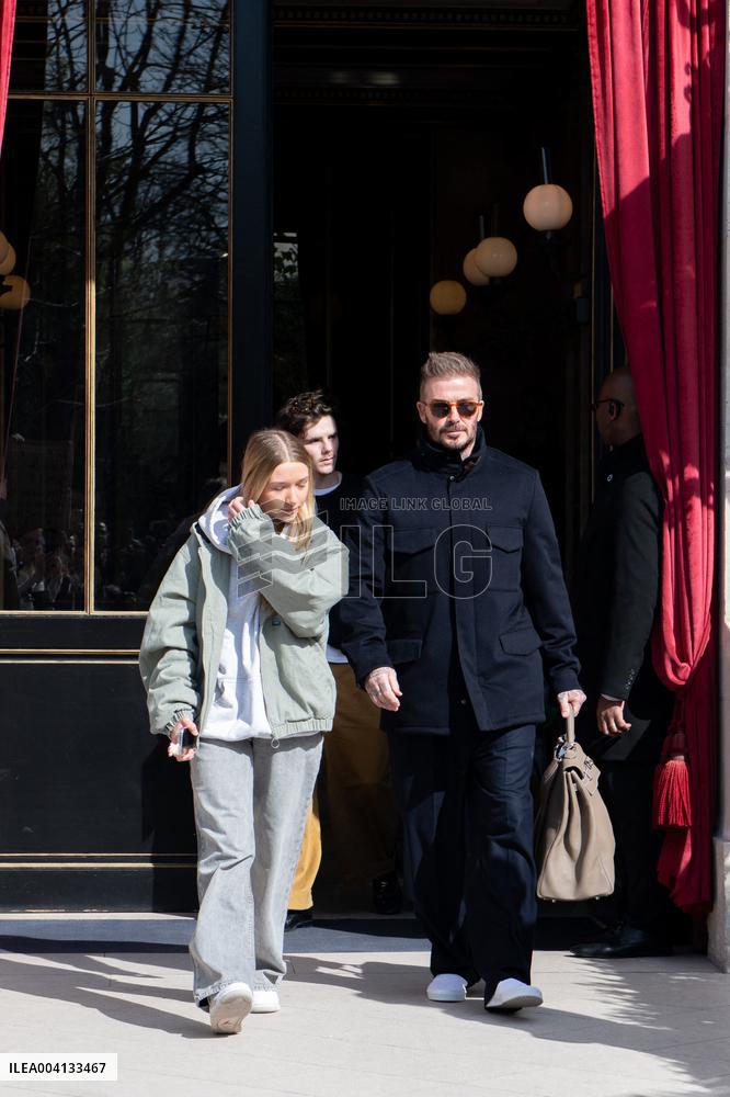 PFW - Beckham Family Leaving Paris
