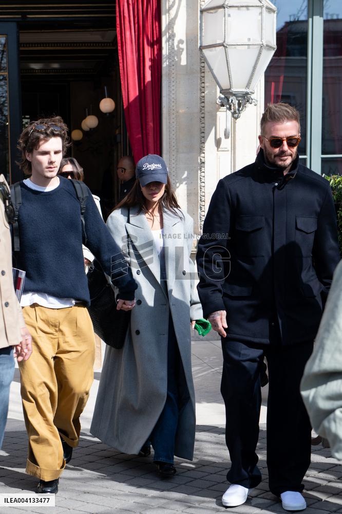 PFW - Beckham Family Leaving Paris