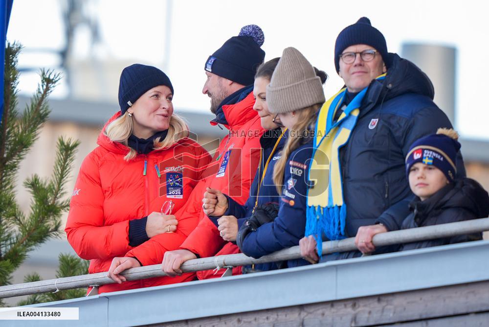 SWEDEN ROYALS AT NORDIC SKI WORLD CHAMPIONSHIPS MEN'S 50 KMS