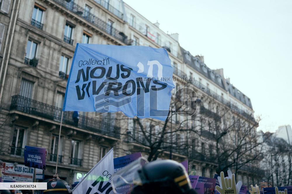 Nemesis collective during International Women's Day - Paris AJ