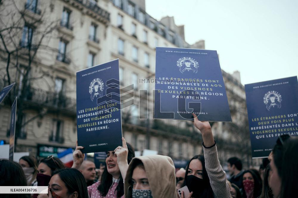 Nemesis collective during International Women's Day - Paris AJ
