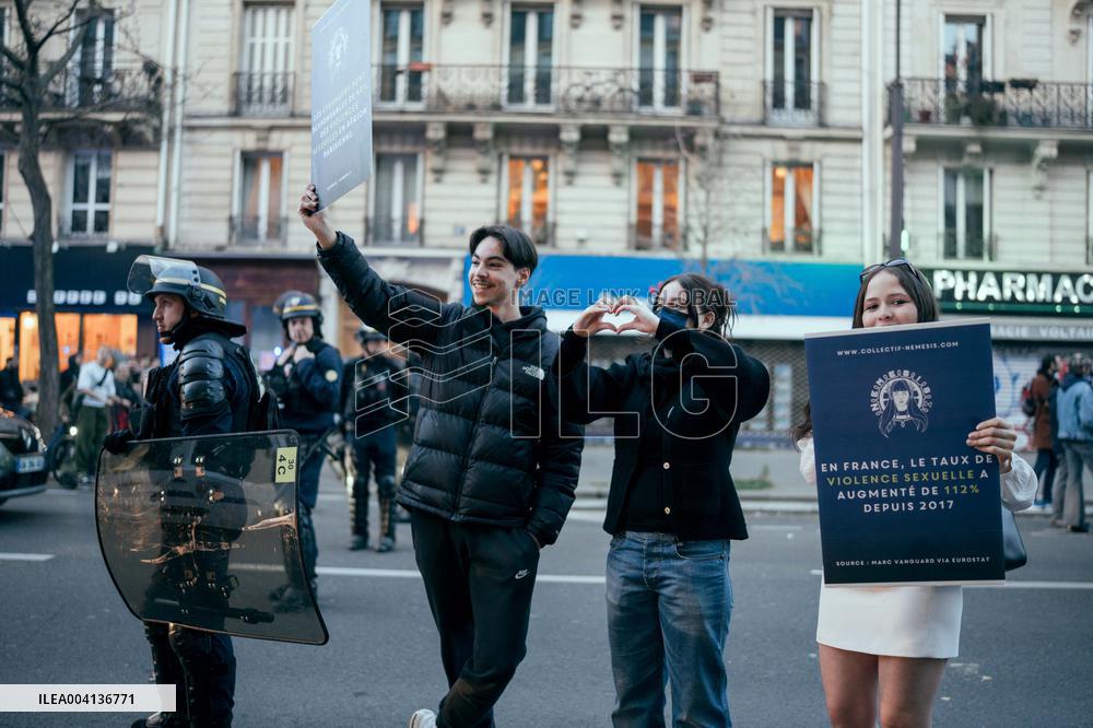 Nemesis collective during International Women's Day - Paris AJ