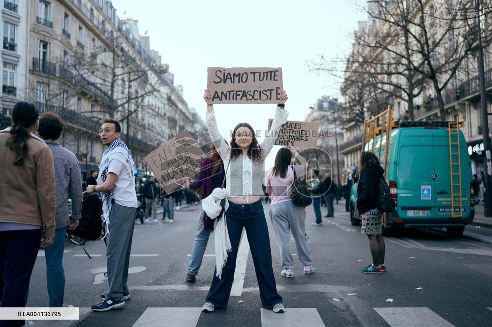 Nemesis collective during International Women's Day - Paris AJ