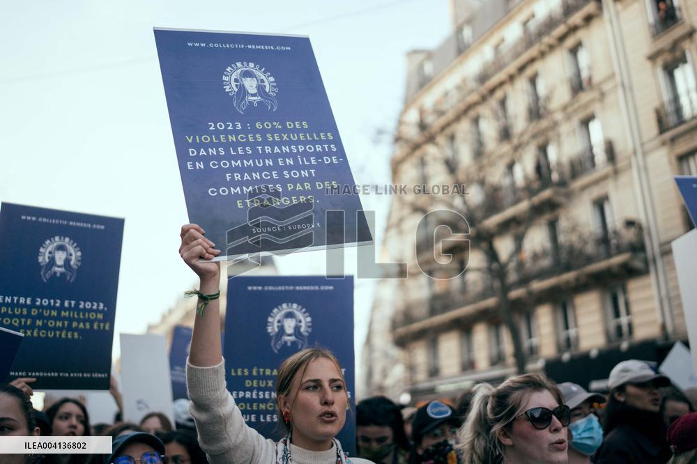 Nemesis collective during International Women's Day - Paris AJ