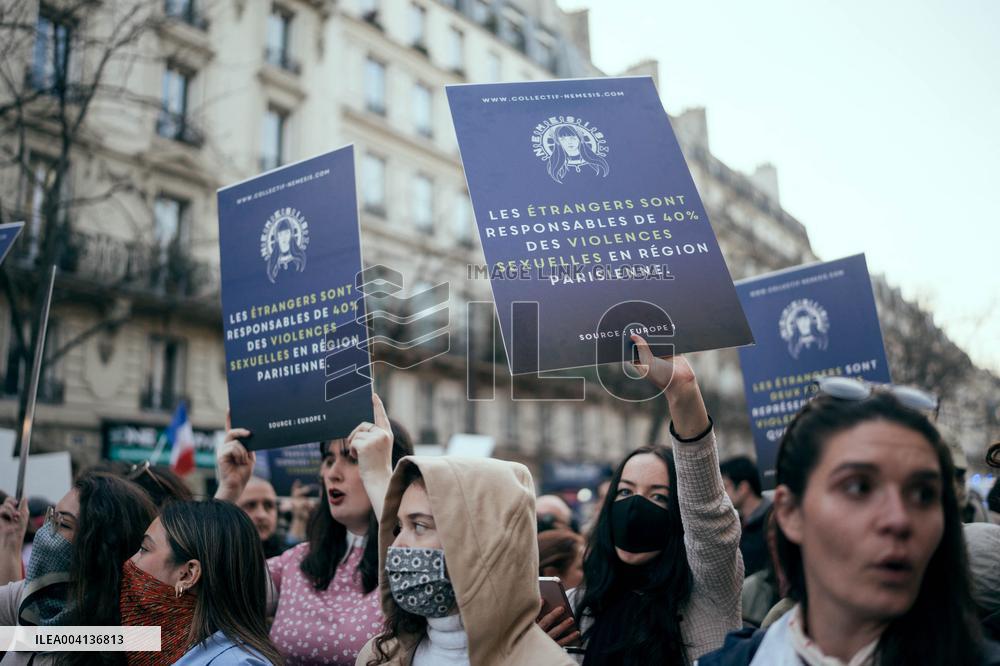 Nemesis collective during International Women's Day - Paris AJ