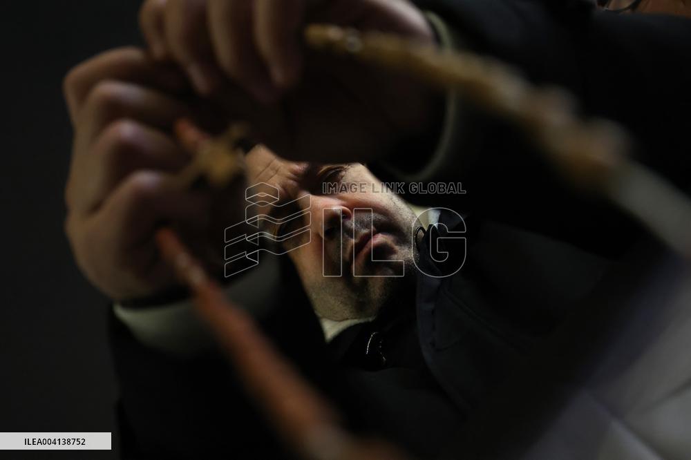 Religion: Cardinal Michael Czerny, leads the Rosary for the Pope's health in St. Peter's Square on March 8, 2025