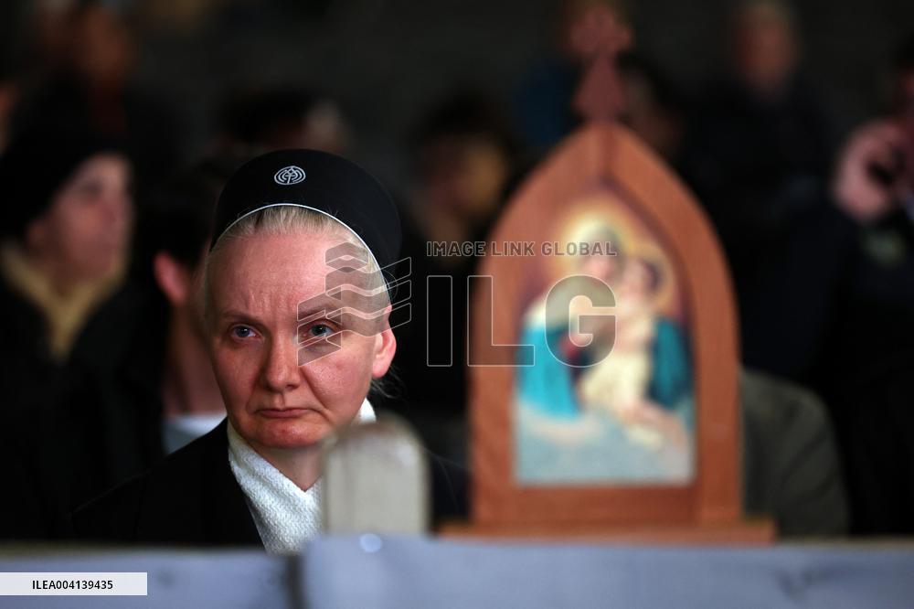 Religion: Cardinal Michael Czerny, leads the Rosary for the Pope's health in St. Peter's Square on March 8, 2025