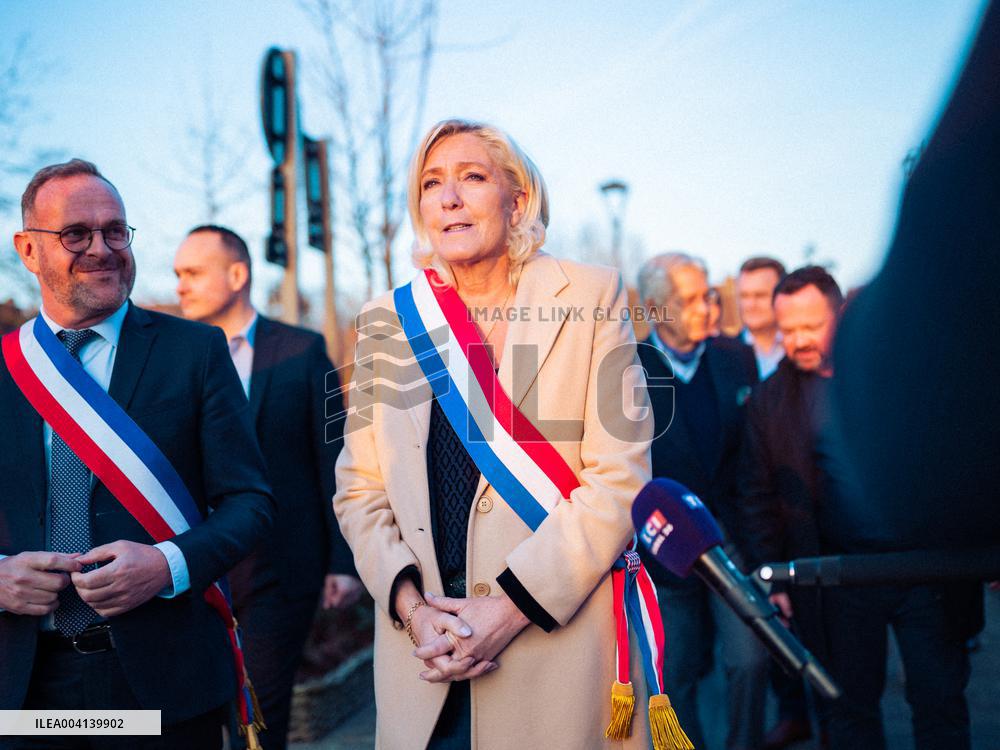 Marine Le Pen Attends The inauguration of Brigitte Bardot Avenue - Henin-Beaumont