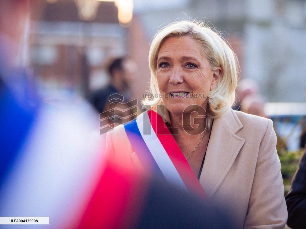 Marine Le Pen Attends The inauguration of Brigitte Bardot Avenue - Henin-Beaumont