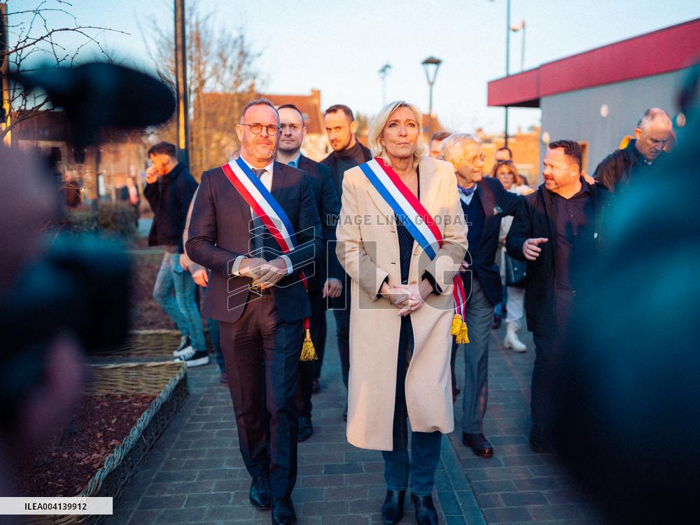 Marine Le Pen Attends The inauguration of Brigitte Bardot Avenue - Henin-Beaumont