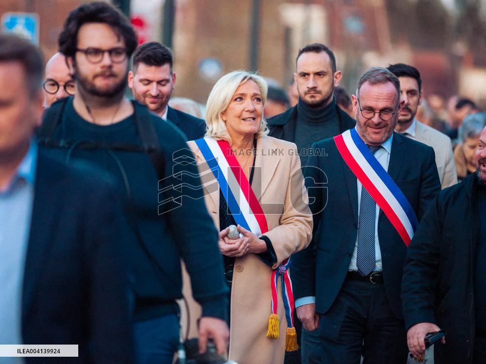 Marine Le Pen Attends The inauguration of Brigitte Bardot Avenue - Henin-Beaumont