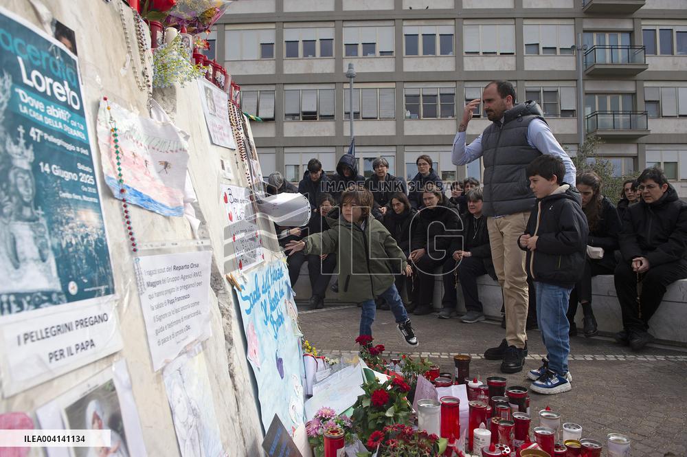 People Pray For Pope Francis at Gemelli Hospital - Rome
