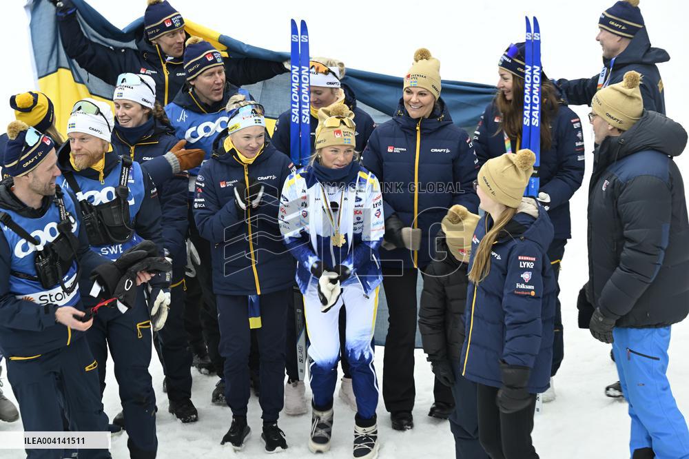 SWEDEN ROYALS AT NORDIC SKI WORLD CHAMPIONSHIPS WOMEN'S 50 KMS