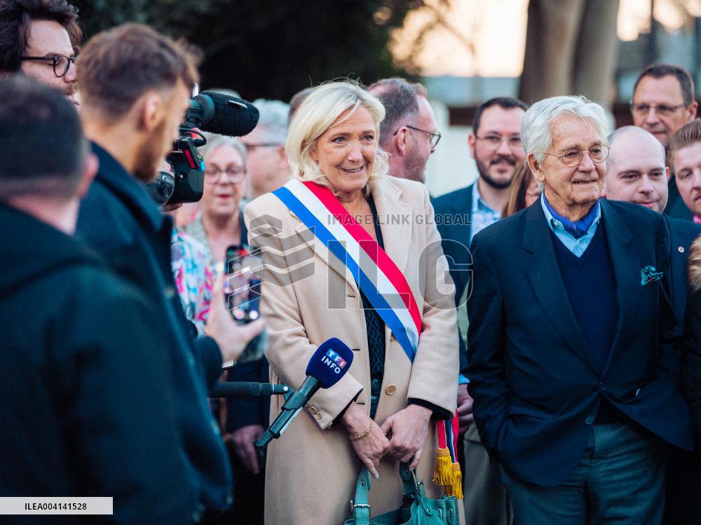 Marine Le Pen Attends The inauguration of Brigitte Bardot Avenue - Henin-Beaumont