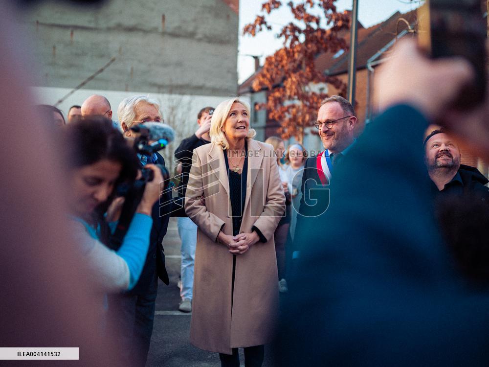Marine Le Pen Attends The inauguration of Brigitte Bardot Avenue - Henin-Beaumont