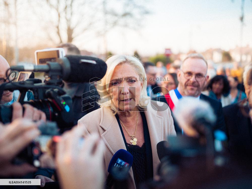 Marine Le Pen Attends The inauguration of Brigitte Bardot Avenue - Henin-Beaumont