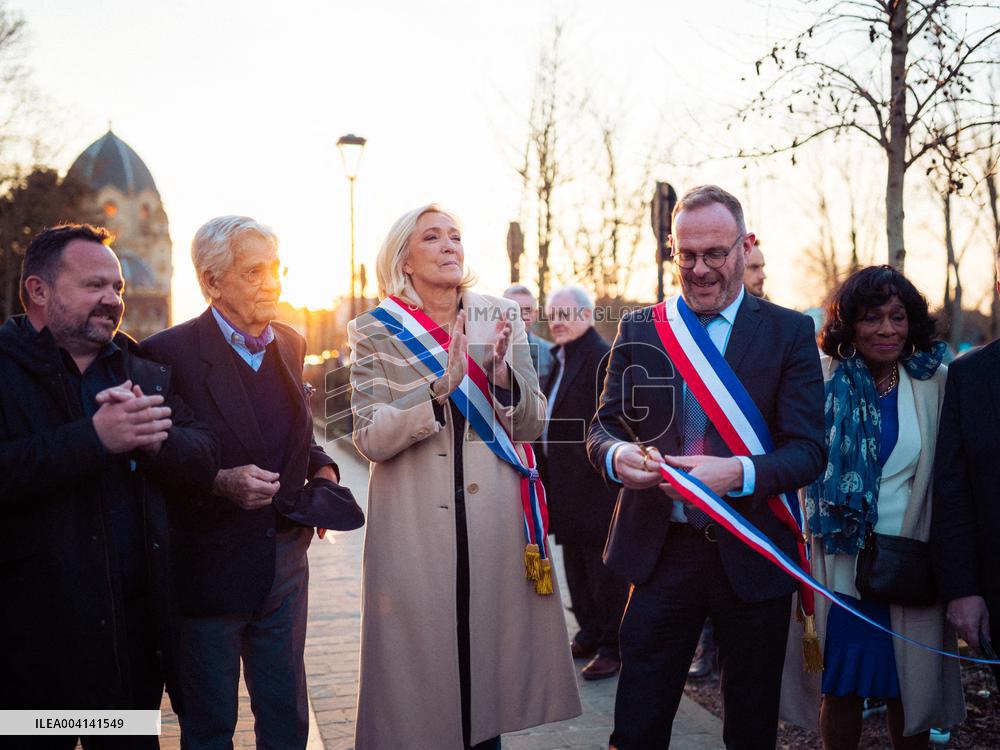Marine Le Pen Attends The inauguration of Brigitte Bardot Avenue - Henin-Beaumont