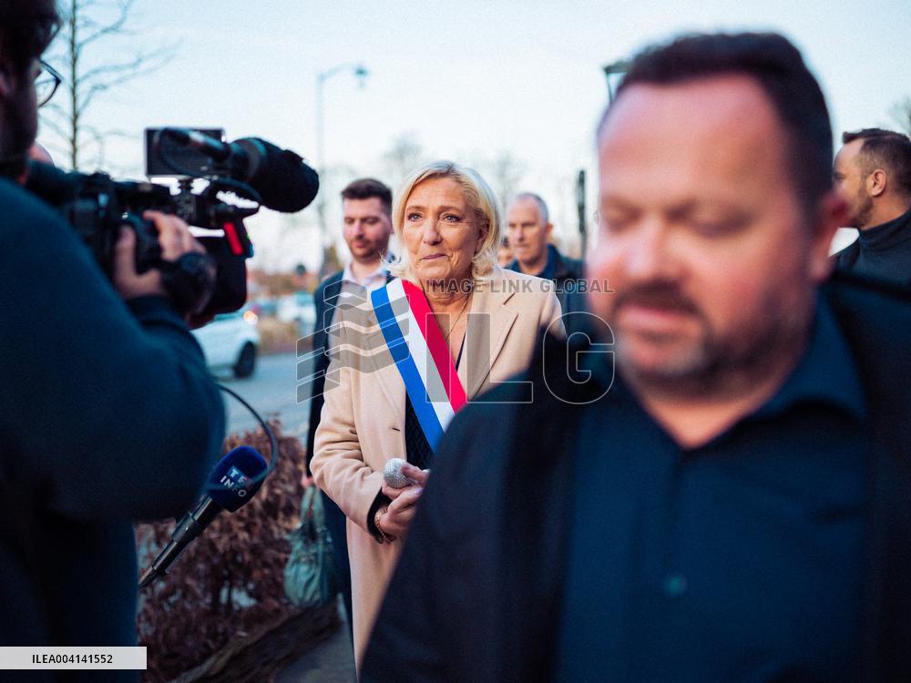Marine Le Pen Attends The inauguration of Brigitte Bardot Avenue - Henin-Beaumont