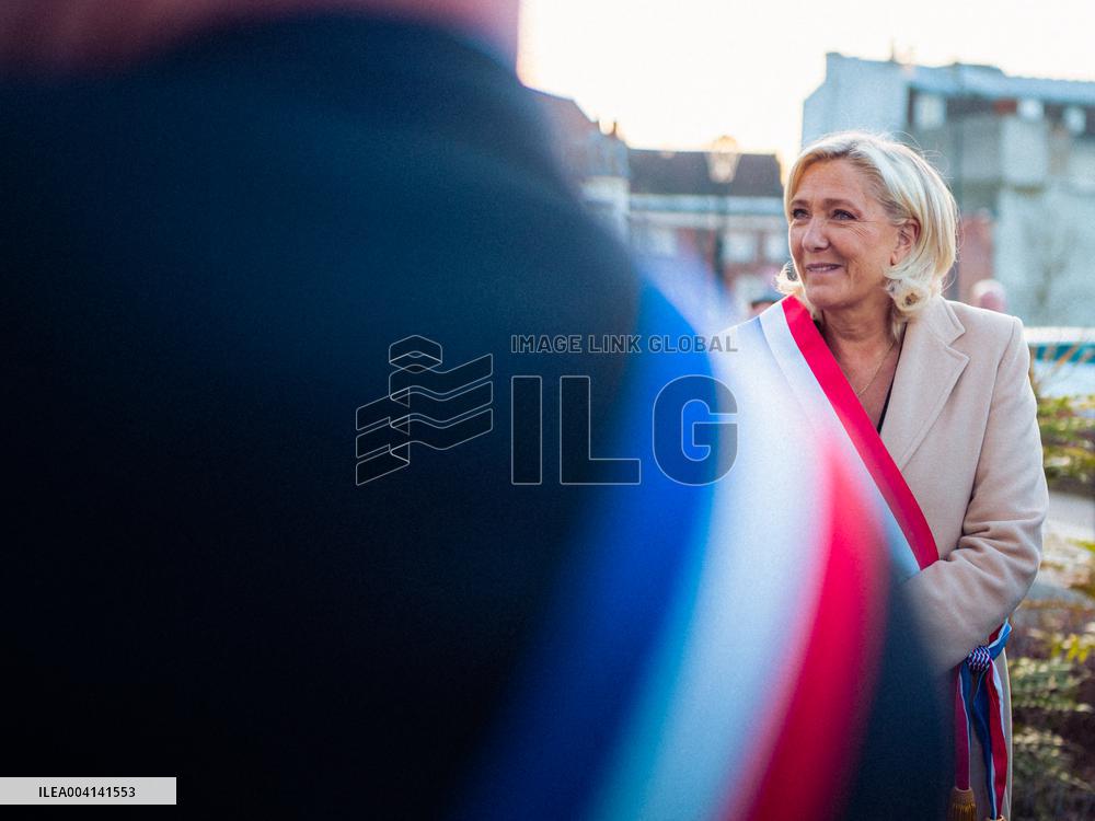 Marine Le Pen Attends The inauguration of Brigitte Bardot Avenue - Henin-Beaumont