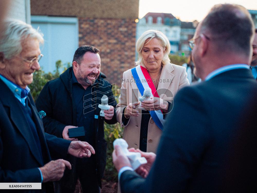 Marine Le Pen Attends The inauguration of Brigitte Bardot Avenue - Henin-Beaumont