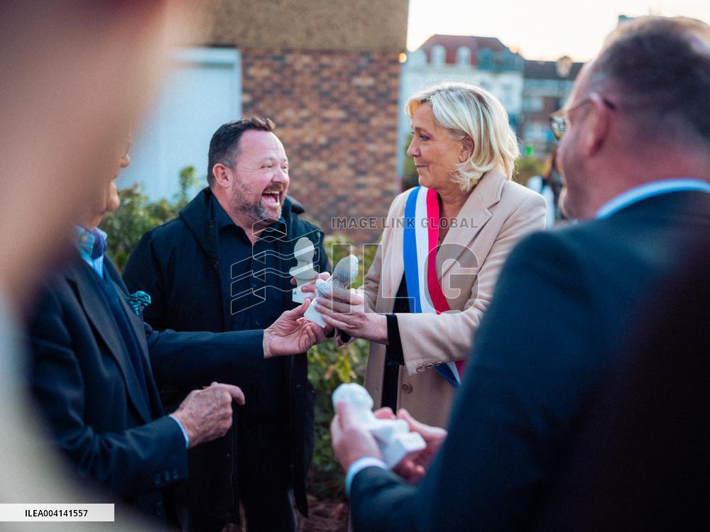Marine Le Pen Attends The inauguration of Brigitte Bardot Avenue - Henin-Beaumont