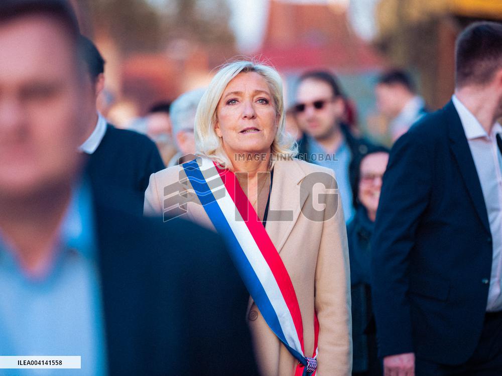 Marine Le Pen Attends The inauguration of Brigitte Bardot Avenue - Henin-Beaumont