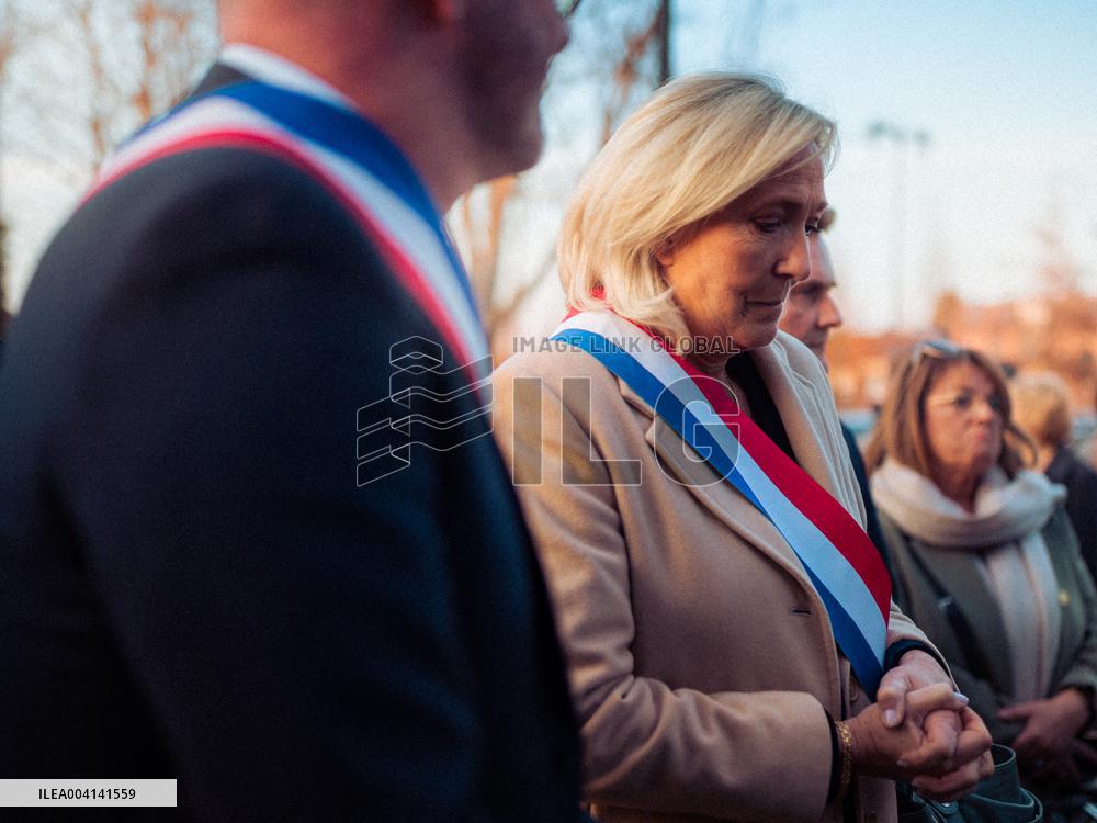 Marine Le Pen Attends The inauguration of Brigitte Bardot Avenue - Henin-Beaumont