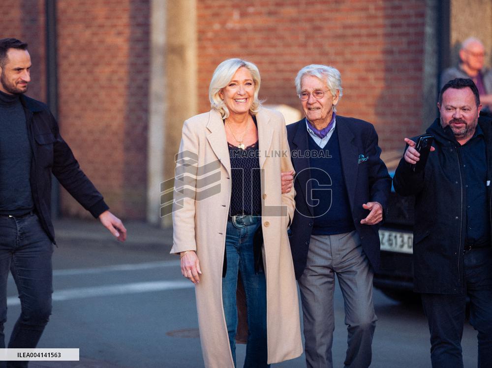 Marine Le Pen Attends The inauguration of Brigitte Bardot Avenue - Henin-Beaumont