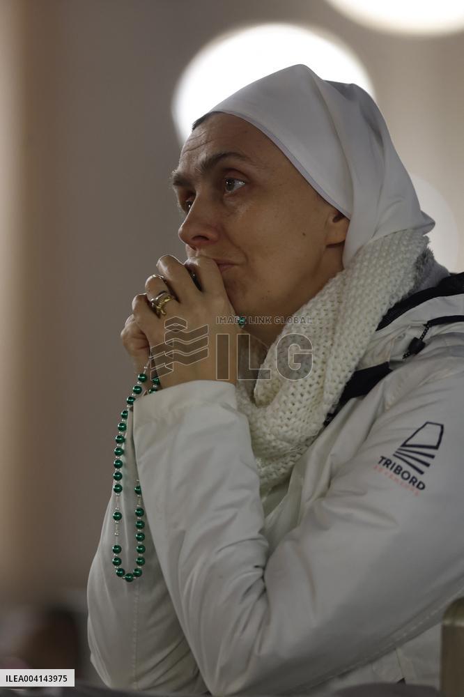 Religion: Cardinal José Tolentino de Mendonca, leads the Rosary for the Pope's health in St. Peter's Square on March 9, 2025
