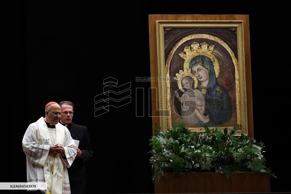 Religion: Cardinal José Tolentino de Mendonca, leads the Rosary for the Pope's health in St. Peter's Square on March 9, 2025