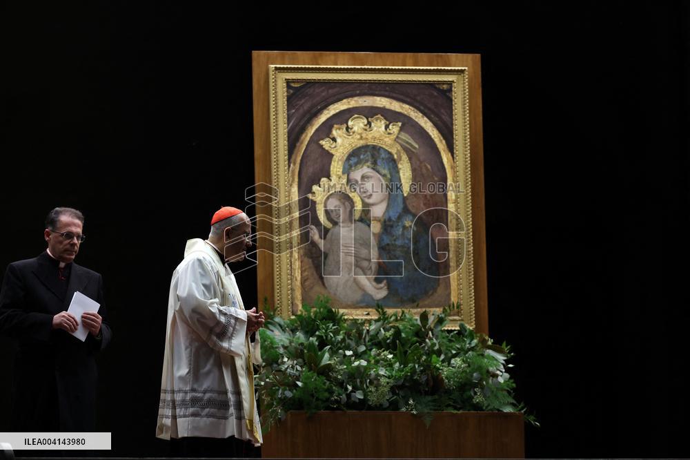 Religion: Cardinal José Tolentino de Mendonca, leads the Rosary for the Pope's health in St. Peter's Square on March 9, 2025