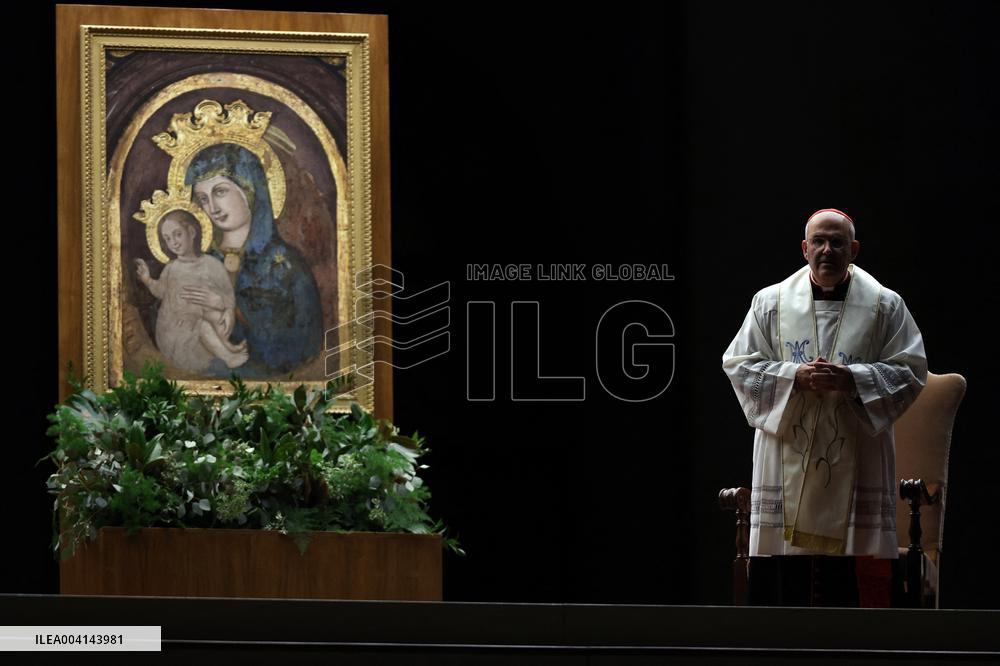 Religion: Cardinal José Tolentino de Mendonca, leads the Rosary for the Pope's health in St. Peter's Square on March 9, 2025