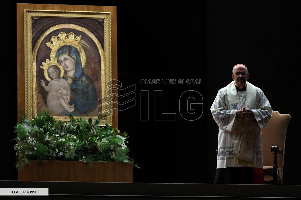 Religion: Cardinal José Tolentino de Mendonca, leads the Rosary for the Pope's health in St. Peter's Square on March 9, 2025