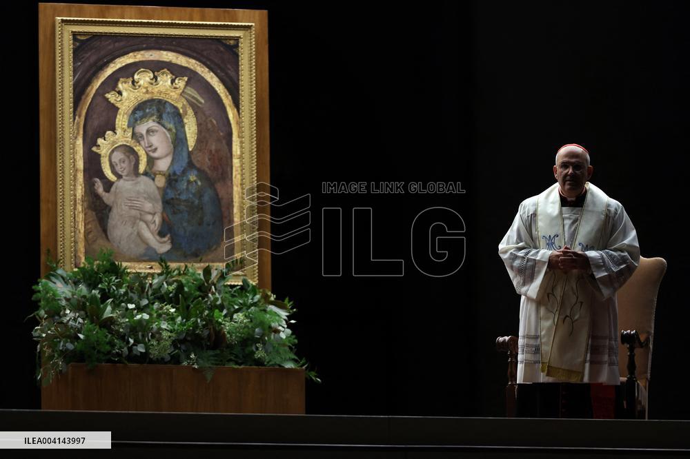 Religion: Cardinal José Tolentino de Mendonca, leads the Rosary for the Pope's health in St. Peter's Square on March 9, 2025